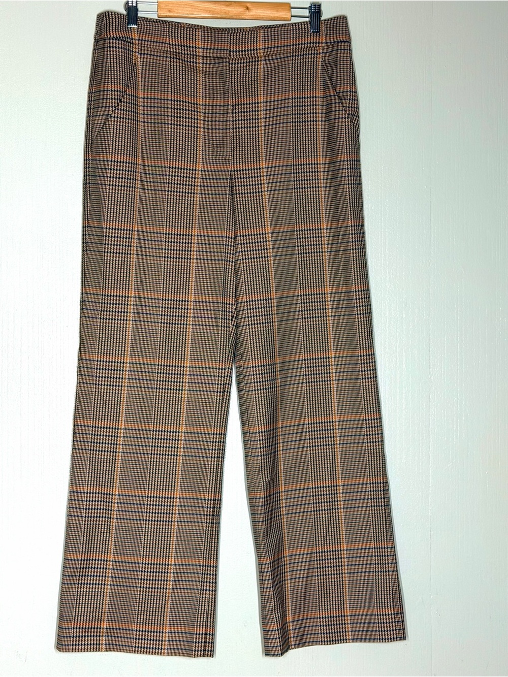 Veronica Beard Brown Plaid Wide-Leg Pants